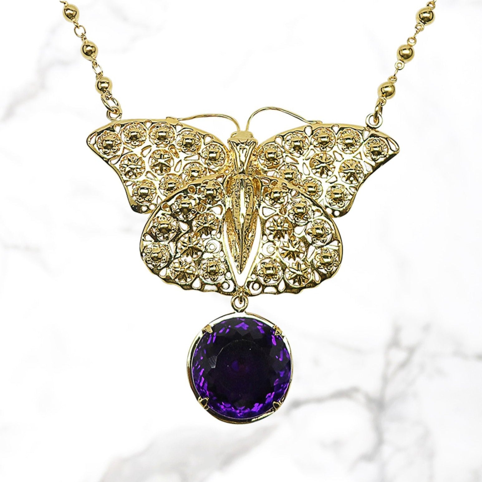 M2 gold butterfly necklace