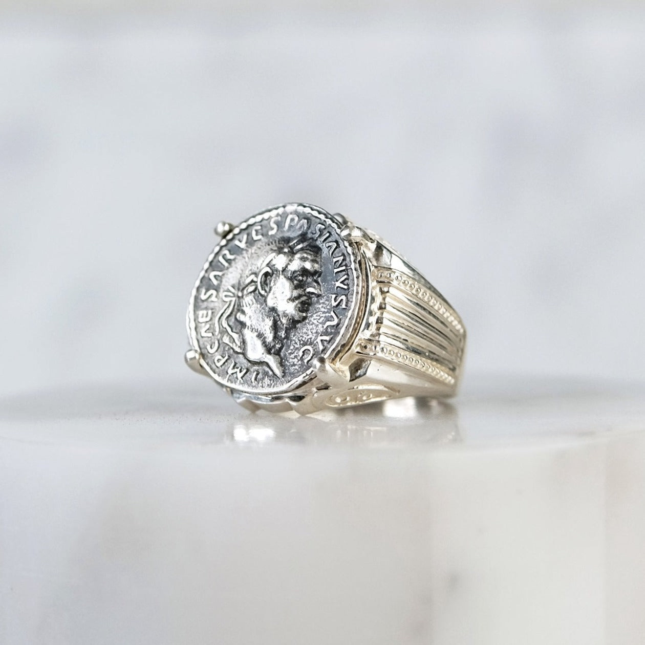 The Madstone unisex Roman coin signet ring