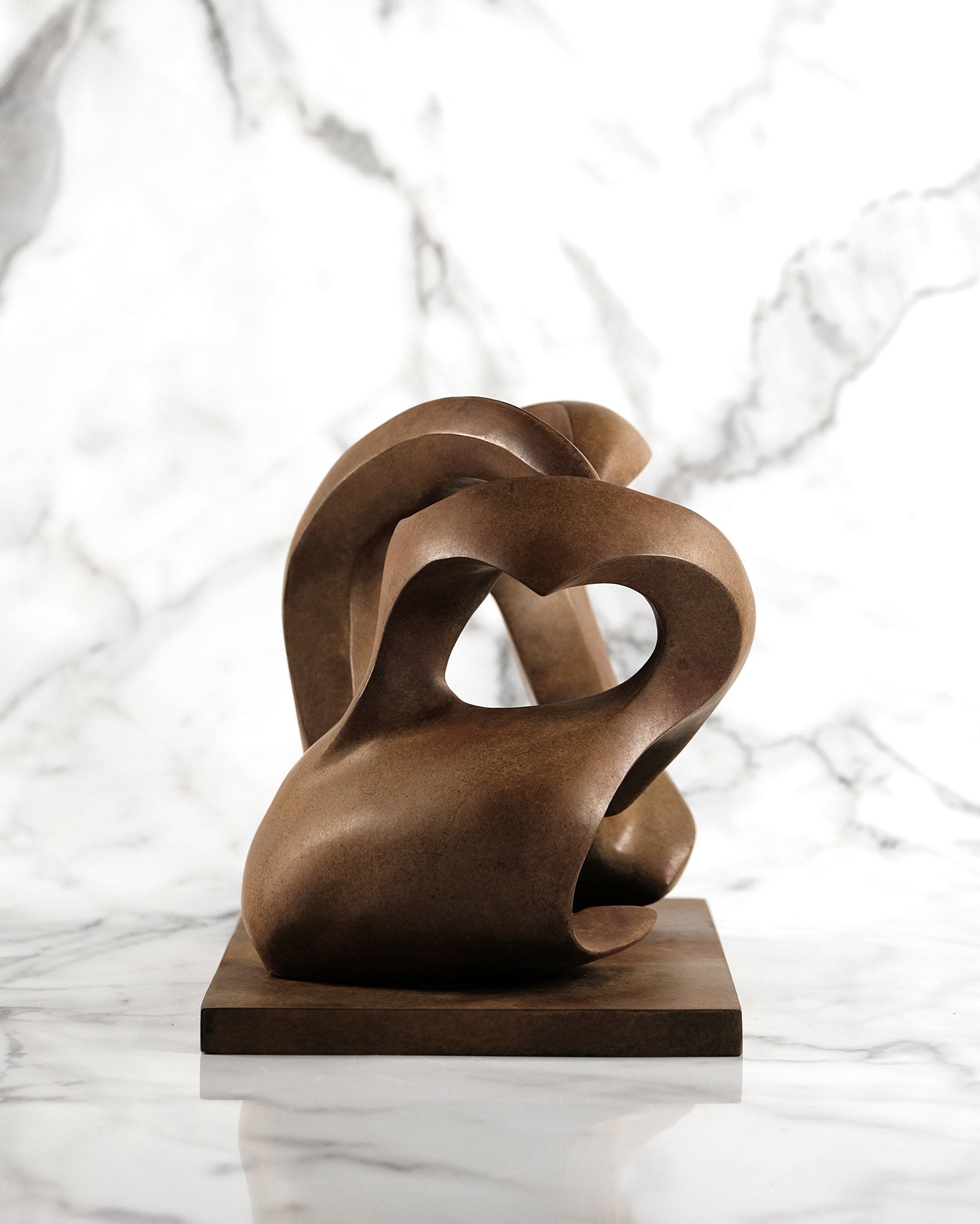 Patinaed 'Leather-Style' Brown Finish Abstract Bronze Sculpture