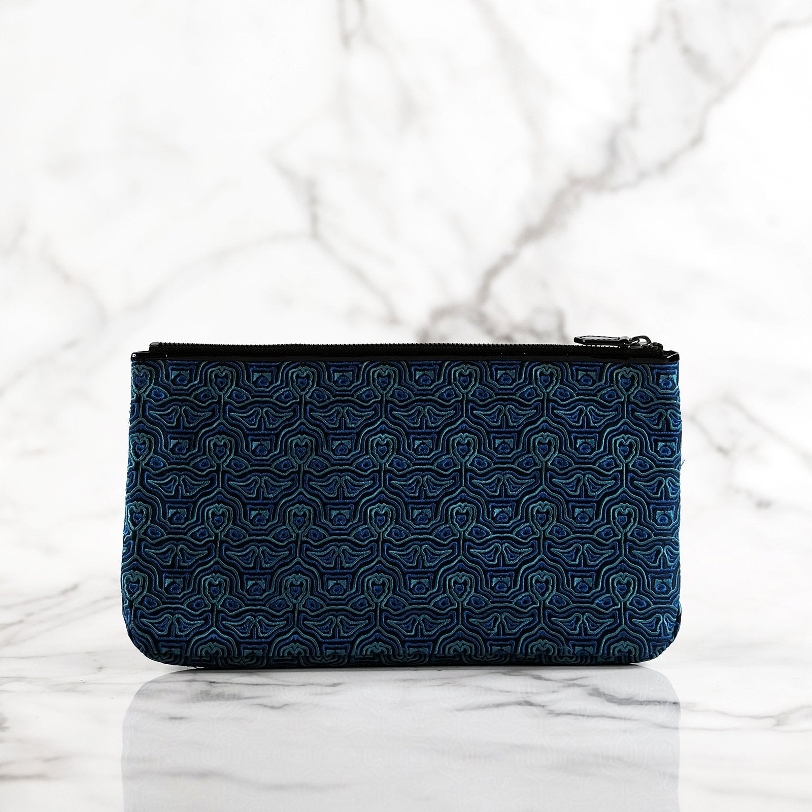 Talia ocean blues embroidered handbag
