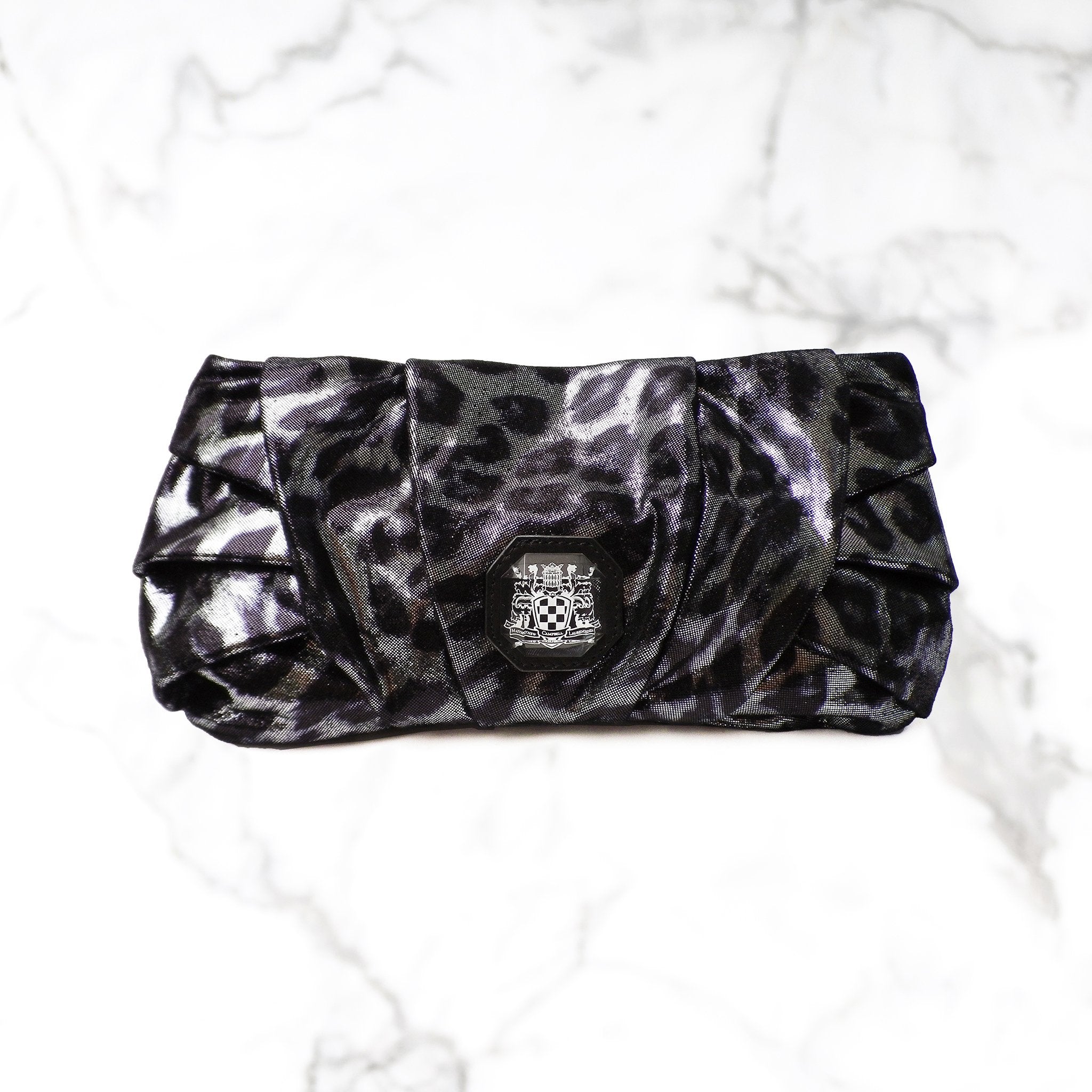Vega black leopard handbag