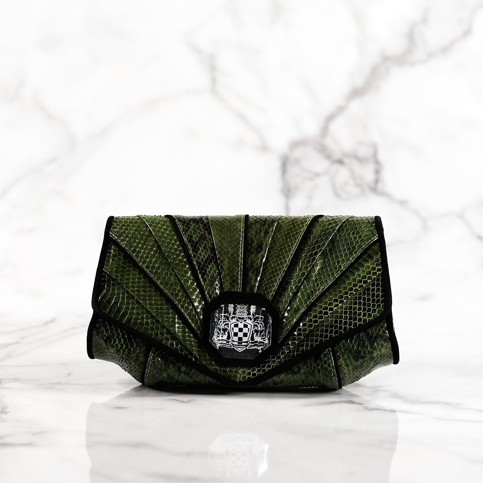Ophelia olive green watersnake skin handbag