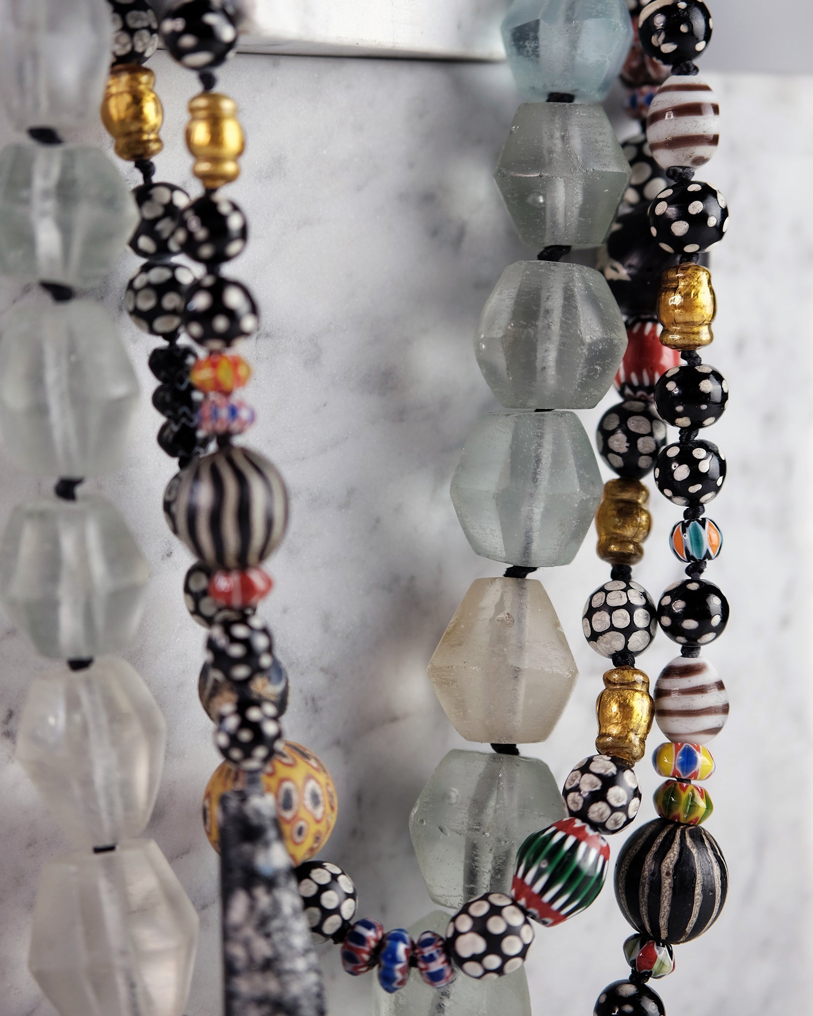 Boho-Style Vintage Trade Bead Necklace